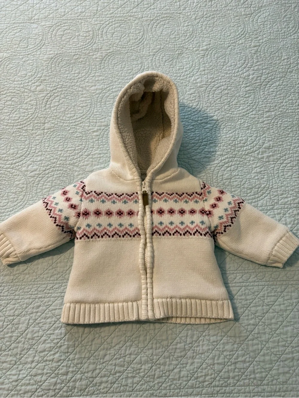 Carter’s Little Planet Fair Isle Sherpa sweater jacket bundle. Size 9 months.